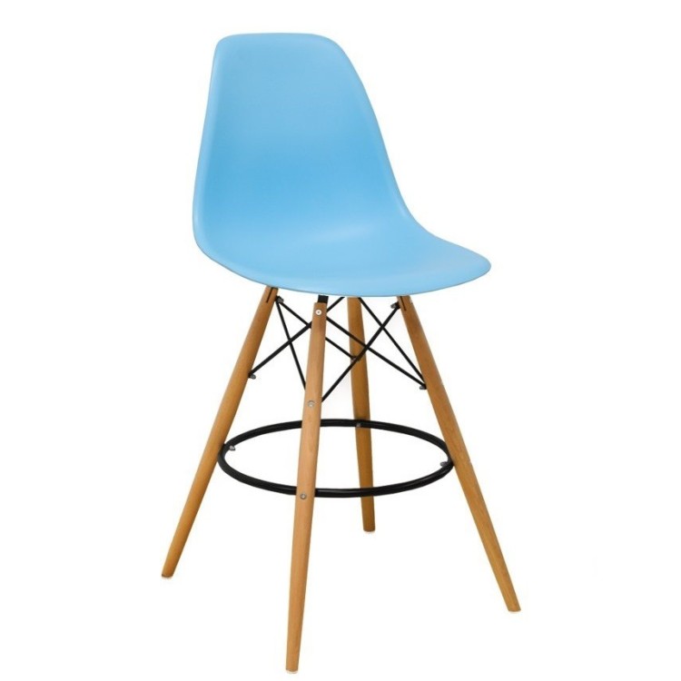 Taburete TOWER, madera, carcasa azul