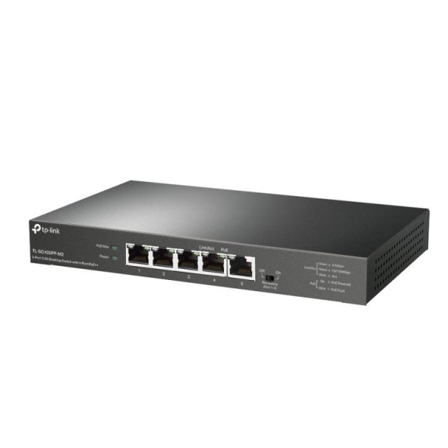 TP-Link - TL-SG105PP-M2 switch No administrado Gigabit Ethernet (10/100/1000) Energía sobre Ethernet (PoE) Negro