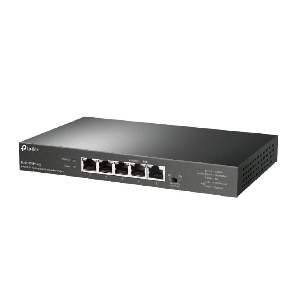 TP-Link - TL-SG105PP-M2 switch No administrado Gigabit Ethernet (10/100/1000) Energía sobre Ethernet (PoE) Negro