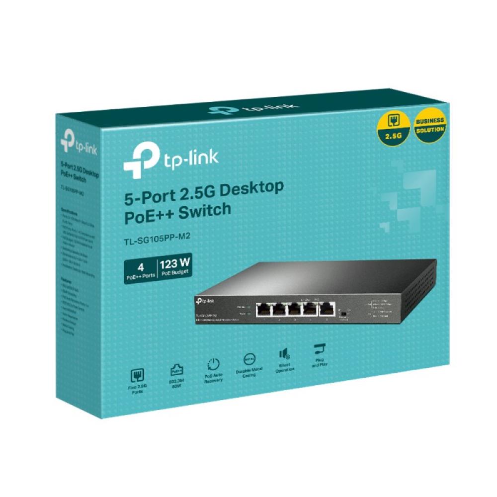 TP-Link - TL-SG105PP-M2 switch No administrado Gigabit Ethernet (10/100/1000) Energía sobre Ethernet (PoE) Negro