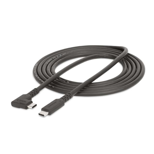 StarTech.com - Cable de 2m USB-C Resistente Acodado a la Derecha - USB 3.2 Gen 1 (5 Gbps) - Cable de Transferencia USB Tipo C -