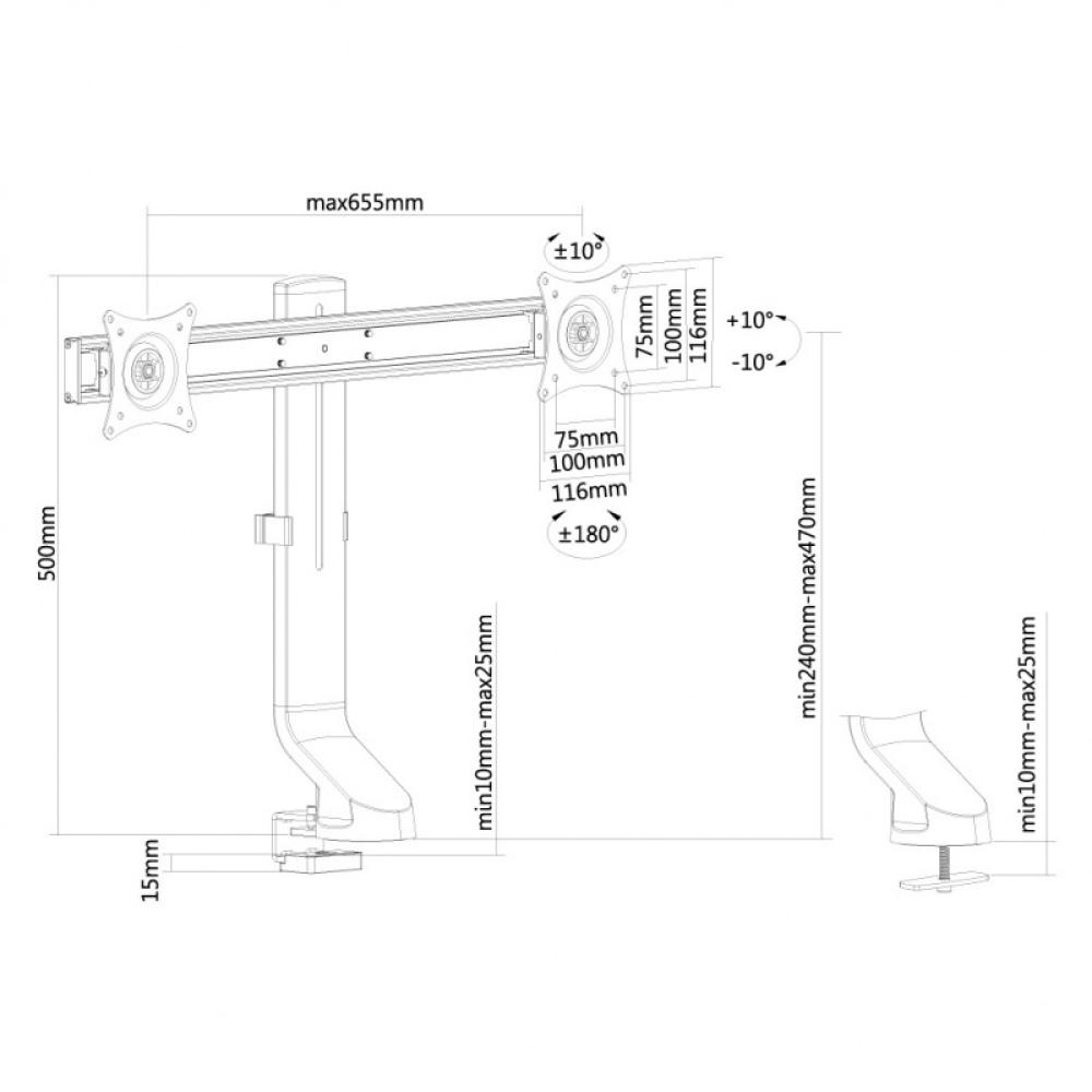 Neomounts - FPMA-D860DBLACK Brazo de monitor 10-27"