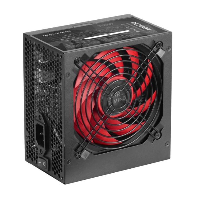 Mars Gaming - MPIII750, Fuente Alimentación PC ATX 750W, 5 Años de Garantía, 85% Eficiencia, Sistema Digital APFC, Ve - MPIII750