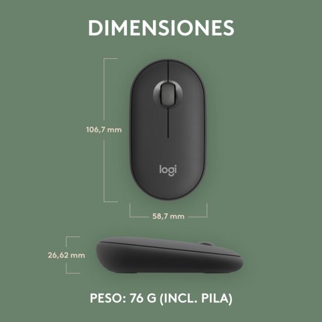 Logitech - 910-007015 ratón Viajes Ambidextro RF Wireless + Bluetooth Óptico 4000 DPI
