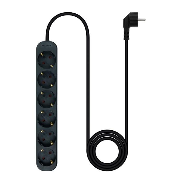Nanocable - Regleta de Enchufes con 6 Tomas, 1.4 m, Negro