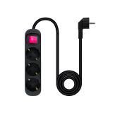 Nanocable - Regleta de Enchufes con 3 Tomas con Interruptor, 1.4 m, Negro