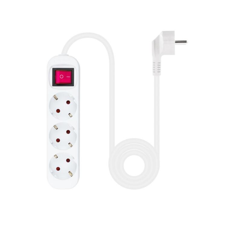 Nanocable - Regleta de Enchufes con 3 Tomas con Interruptor, 1.4 m, Blanco