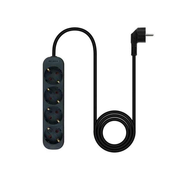 Nanocable - Regleta de Enchufes con 4 Tomas, 1.4 m, Negro