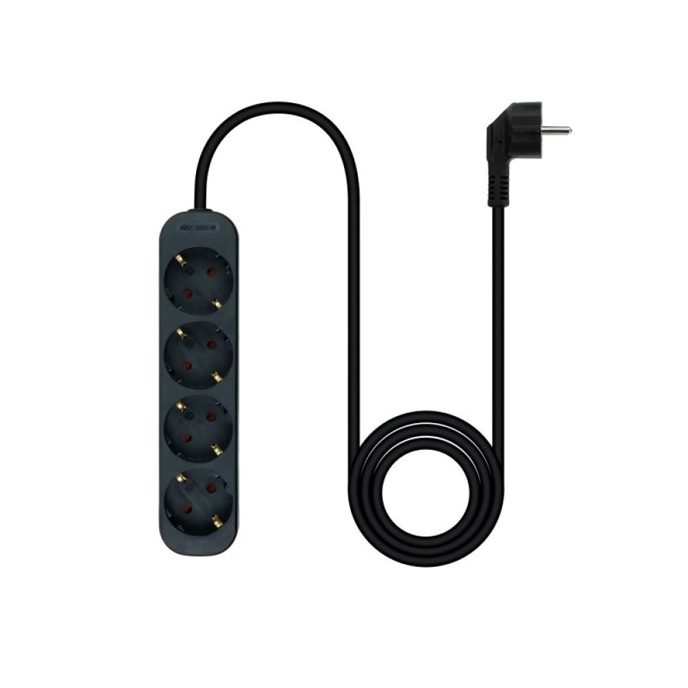 Nanocable - Regleta de Enchufes con 4 Tomas, 1.4 m, Negro