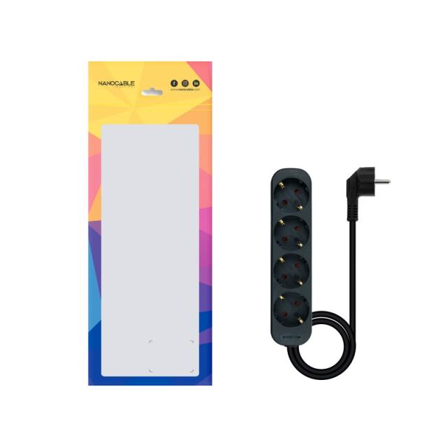 Nanocable - Regleta de Enchufes con 4 Tomas, 1.4 m, Negro