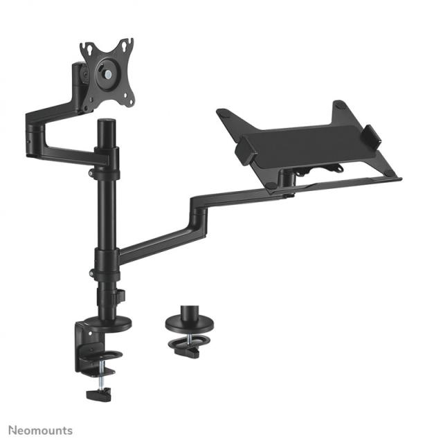 Neomounts - DS20-425BL2 Brazo de monitor con soporte para portátil 17-27" - ahorro de espacio