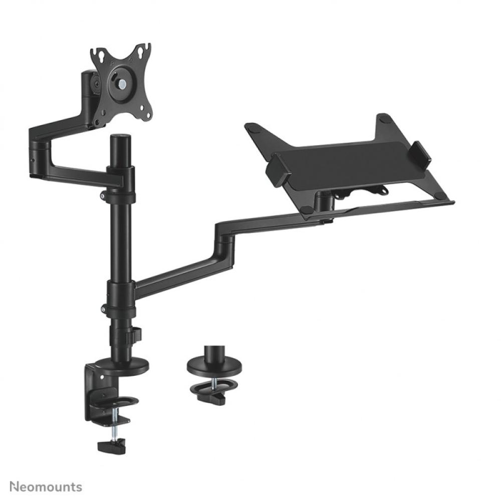 Neomounts - DS20-425BL2 Brazo de monitor con soporte para portátil 17-27" - ahorro de espacio