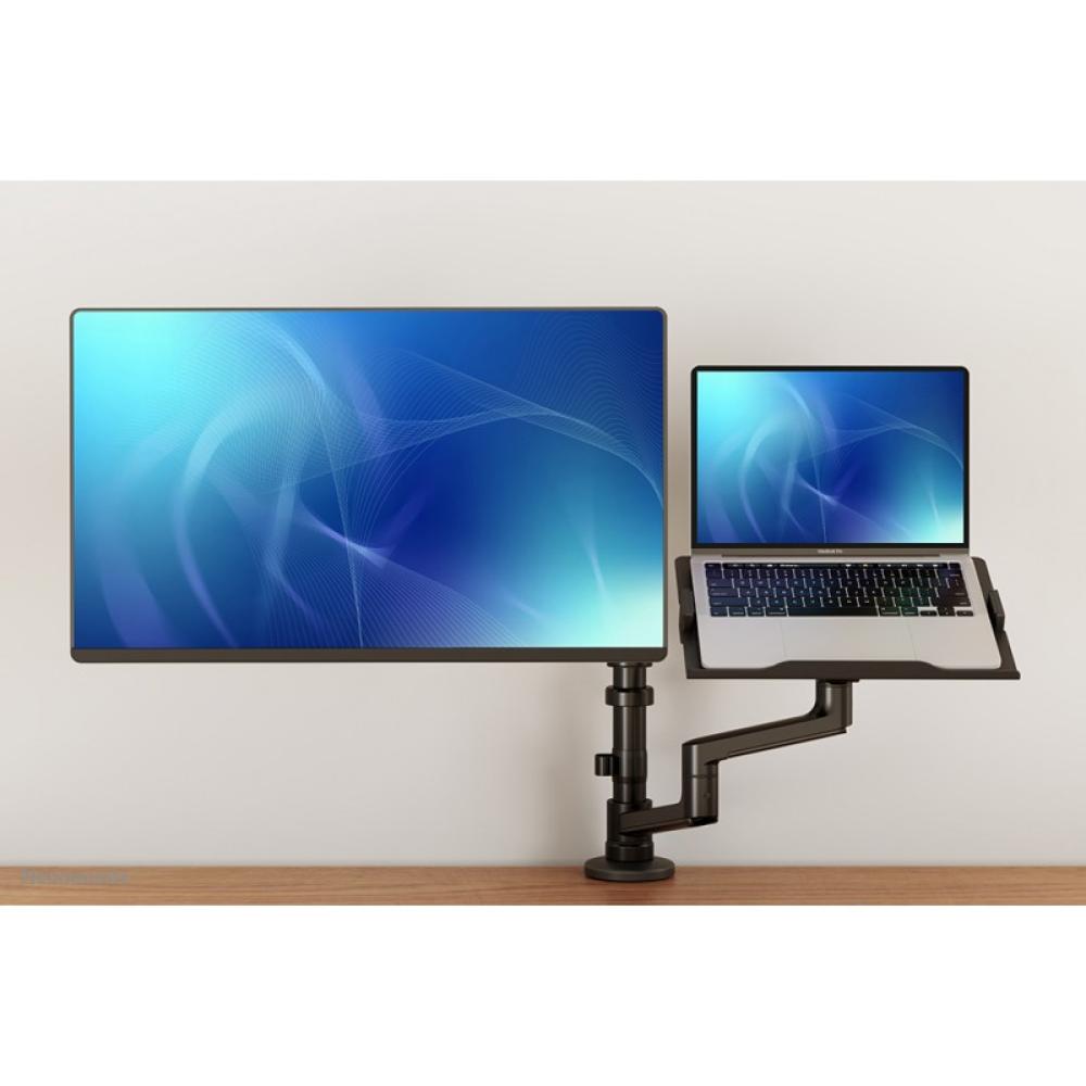 Neomounts - DS20-425BL2 Brazo de monitor con soporte para portátil 17-27" - ahorro de espacio