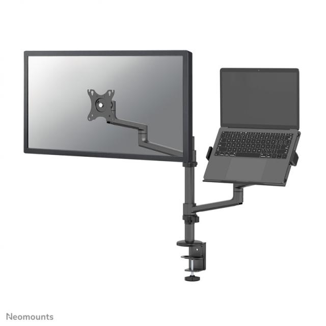Neomounts - DS20-425BL2 Brazo de monitor con soporte para portátil 17-27" - ahorro de espacio