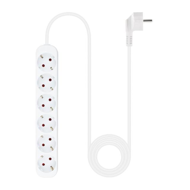 Nanocable - Regleta de Enchufes con 6 Tomas, 1.4 m, Blanco