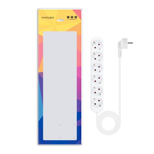 Nanocable - Regleta de Enchufes con 6 Tomas, 1.4 m, Blanco