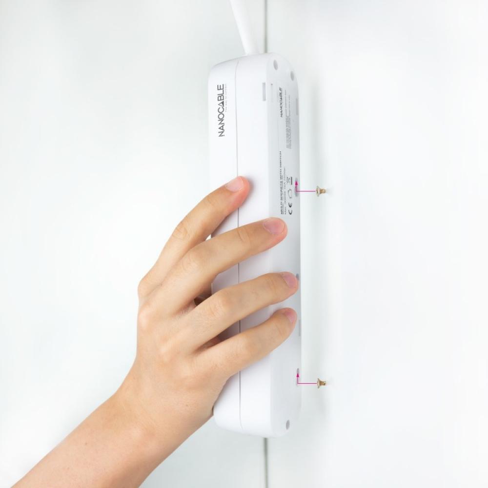 Nanocable - Regleta de Enchufes con 6 Tomas, 1.4 m, Blanco