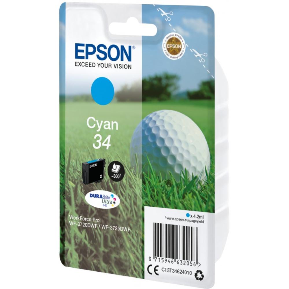 Epson - Golf ball Singlepack Cyan 34 DURABrite Ultra Ink