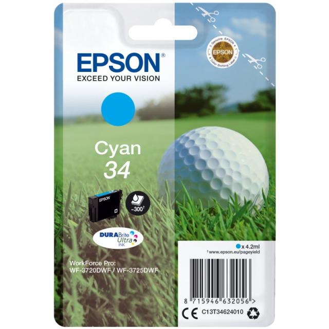 Epson - Golf ball Singlepack Cyan 34 DURABrite Ultra Ink
