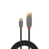 Lindy - 36887 cable USB USB 2.0 2 m USB A USB C Negro, Gris