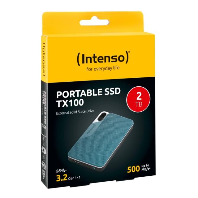Intenso - Lesen/Schreiben bis zu 500 MB/s/2TB USB Tipo C 3.2 Gen 1 (3.1 Gen 1) Azul, Gris