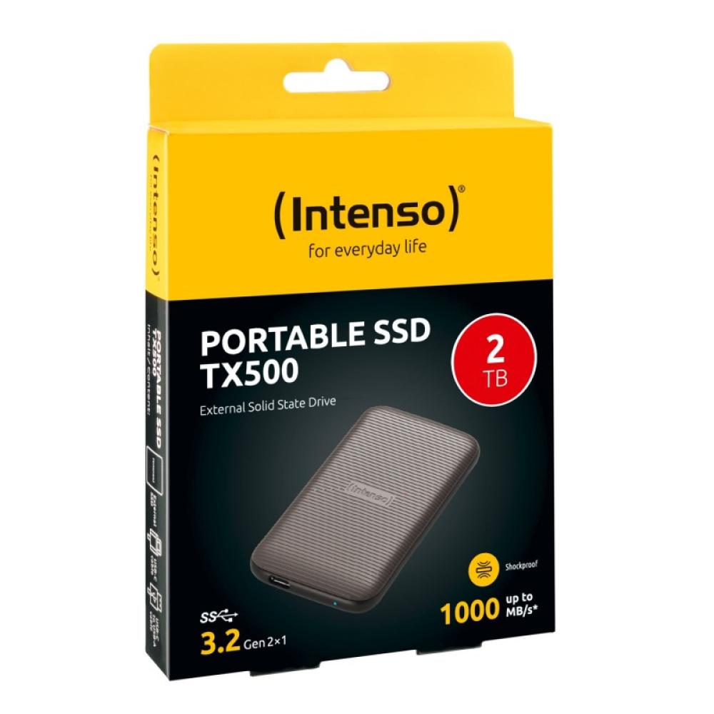 Intenso - SSD Externa TX500, 2 TB, Super Speed USB 3.2 Gen 2x1 (10 Gbit/s), hasta 1000 MB/s