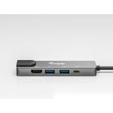 Equip - Adaptador multifunción USB-C 5 en 1, HDMI , Gigabit LAN, USB 3.2 GEN1, 100W USB PD