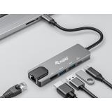 Equip - Adaptador multifunción USB-C 5 en 1, HDMI , Gigabit LAN, USB 3.2 GEN1, 100W USB PD
