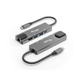 Equip - Adaptador multifunción USB-C 5 en 1, HDMI , Gigabit LAN, USB 3.2 GEN1, 100W USB PD