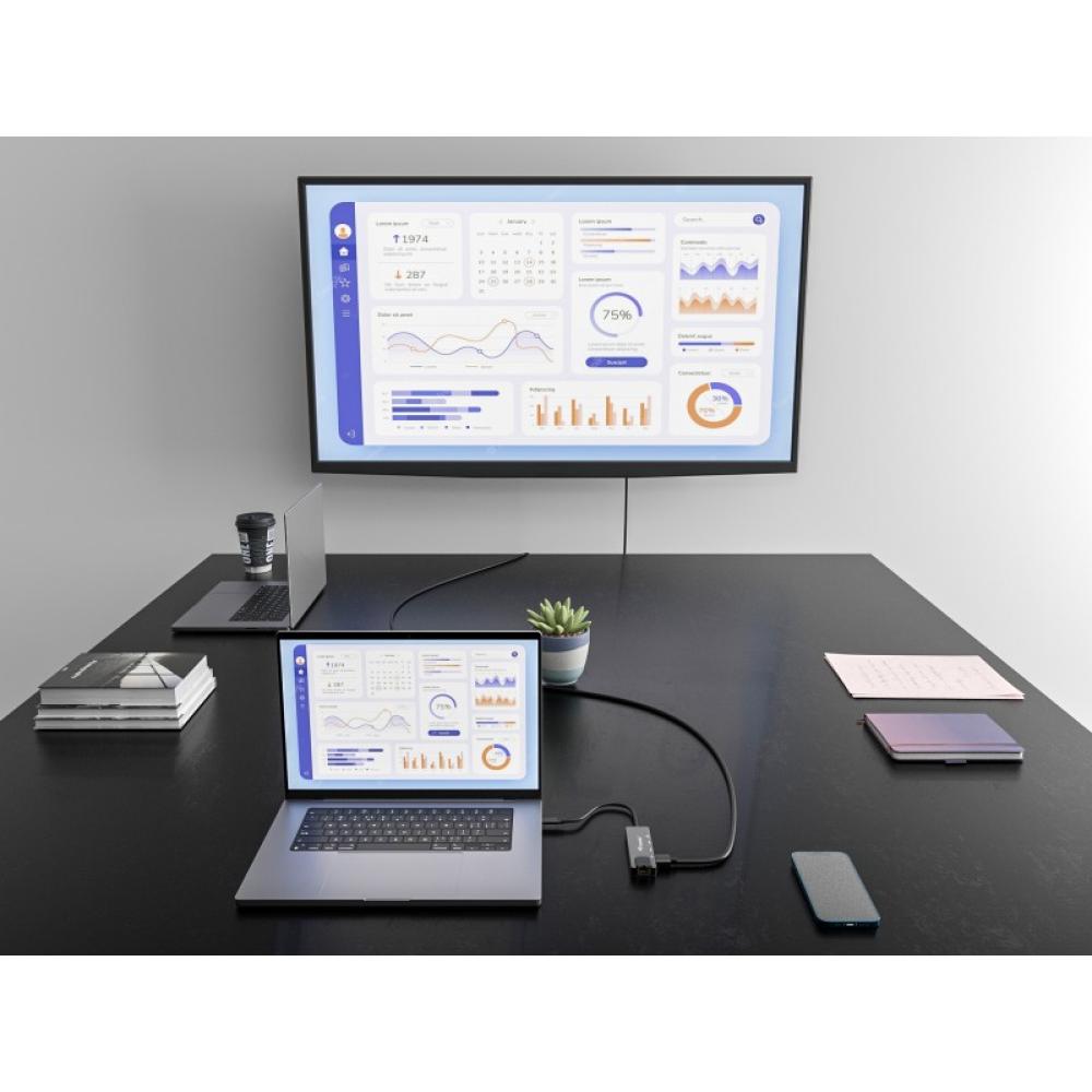 Equip - Adaptador multifunción USB-C 5 en 1, HDMI , Gigabit LAN, USB 3.2 GEN1, 100W USB PD