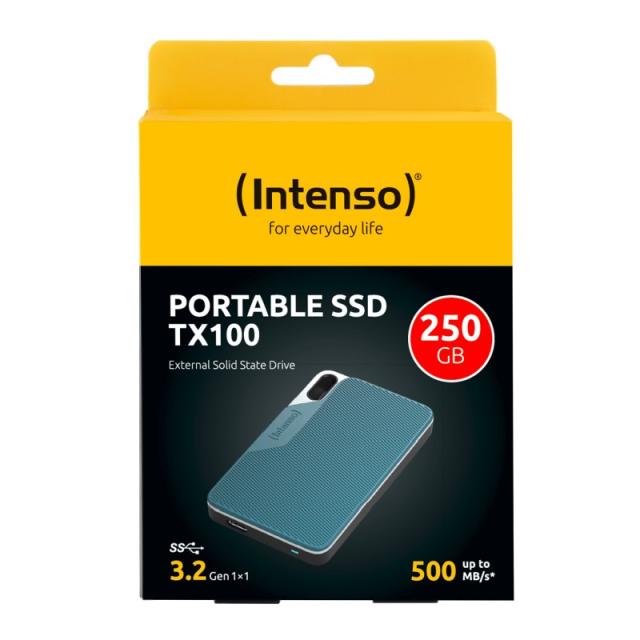 Intenso - Lesen/Schreiben bis zu 500 MB/s/250GB USB Tipo C 3.2 Gen 1 (3.1 Gen 1) Azul, Gris