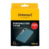 Intenso - Lesen/Schreiben bis zu 500 MB/s/250GB USB Tipo C 3.2 Gen 1 (3.1 Gen 1) Azul, Gris