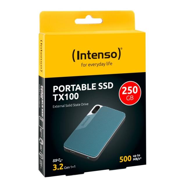 Intenso - Lesen/Schreiben bis zu 500 MB/s/250GB USB Tipo C 3.2 Gen 1 (3.1 Gen 1) Azul, Gris