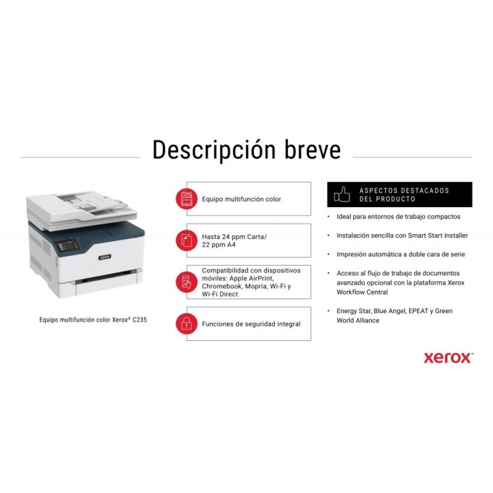 Xerox - C235 A4 22 ppm Inalámbrica Copia/impresión/escaneado/fax PS3 PCL5e/6 ADF 2 bandejas Total 251 hojas