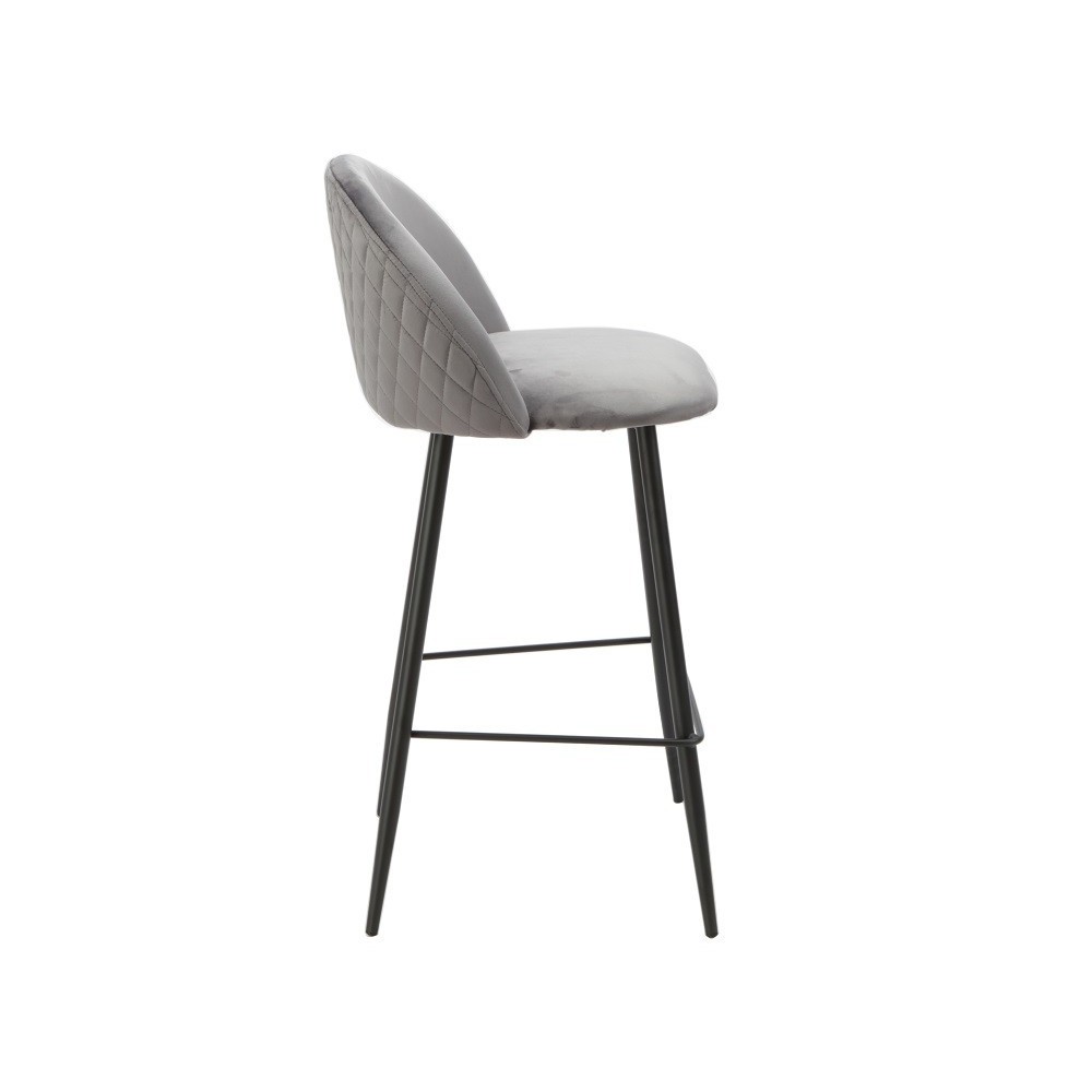 Taburete MAGDA, metal, tapizado velvet gris
