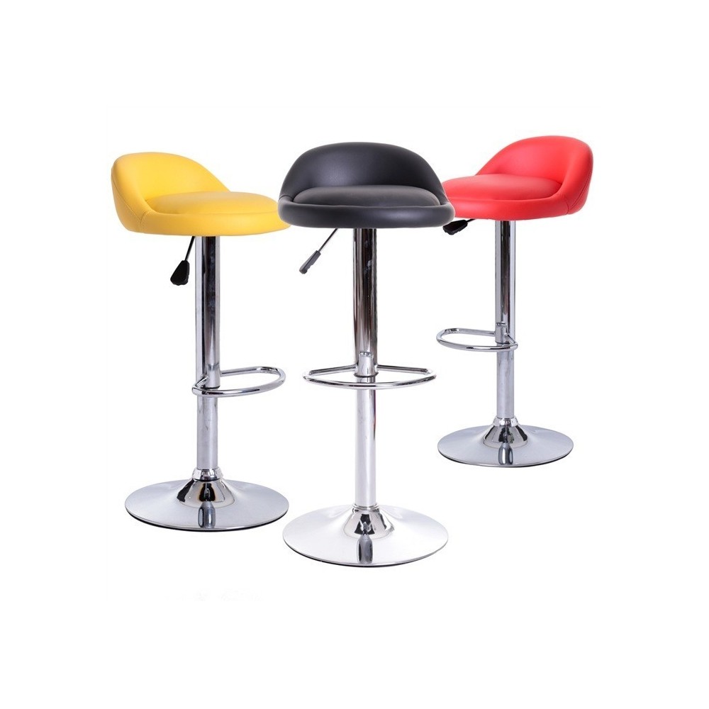 Taburete ALIVERI, cromado, similpiel roja