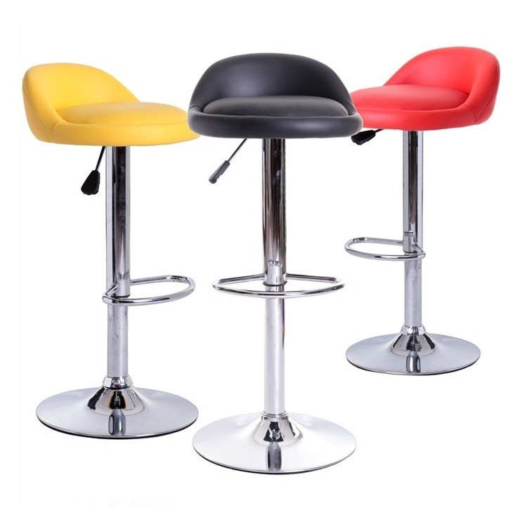 Taburete ALIVERI, cromado, similpiel roja