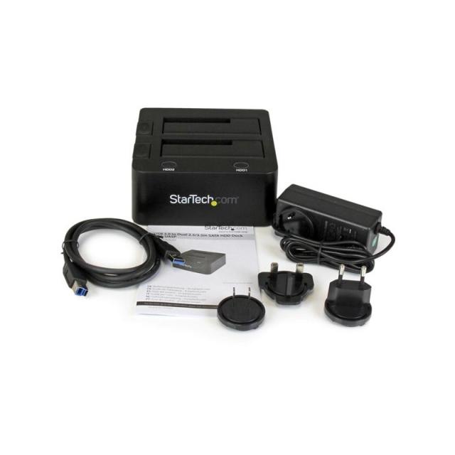 StarTech.com - Docking Station de 2 Bahías USB 3.0 a SATA - Base de Acoplamiento USB de Discos Duros SSD SATA I/II/III de 2,5/3,
