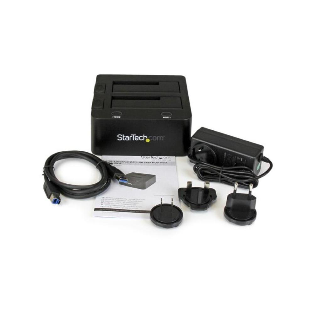 StarTech.com - Docking Station de 2 Bahías USB 3.0 a SATA - Base de Acoplamiento USB de Discos Duros SSD SATA I/II/III de 2,5/3,