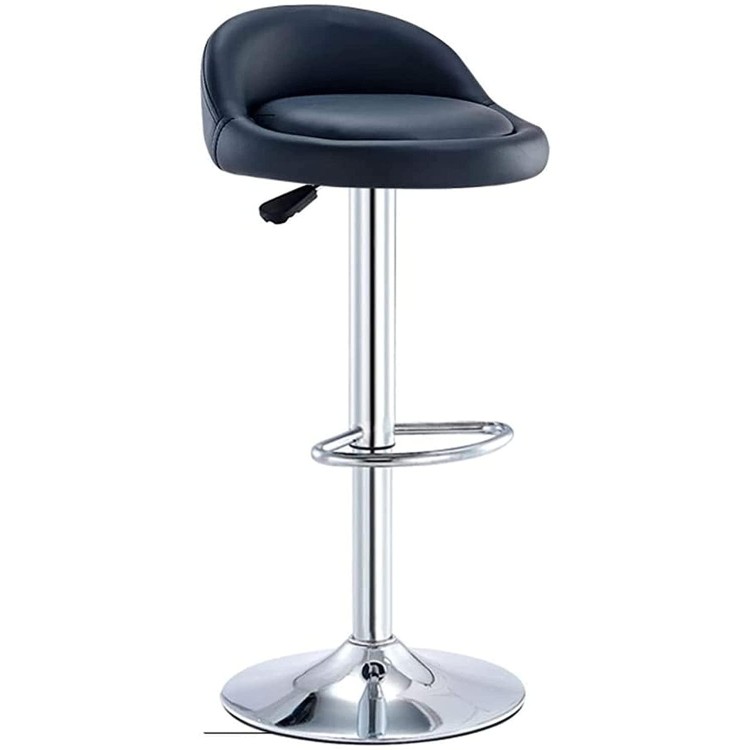 Taburete ALIVERI, cromado, similpiel negra