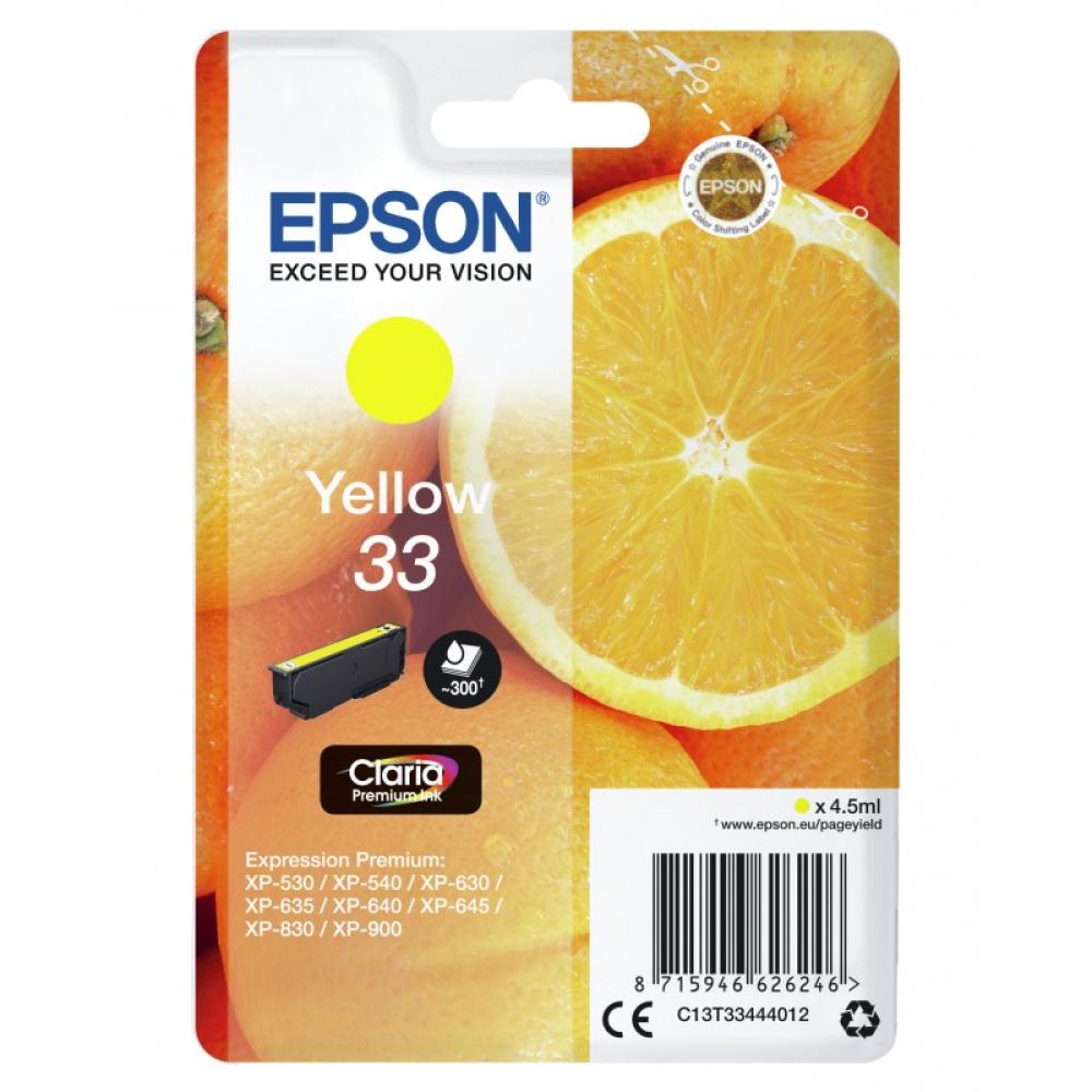 Epson - Oranges Singlepack Yellow 33 Claria Premium Ink - C13T33444022