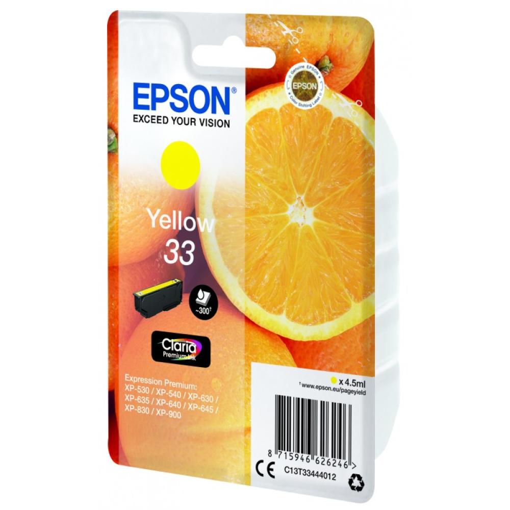 Epson - Oranges Singlepack Yellow 33 Claria Premium Ink - C13T33444022