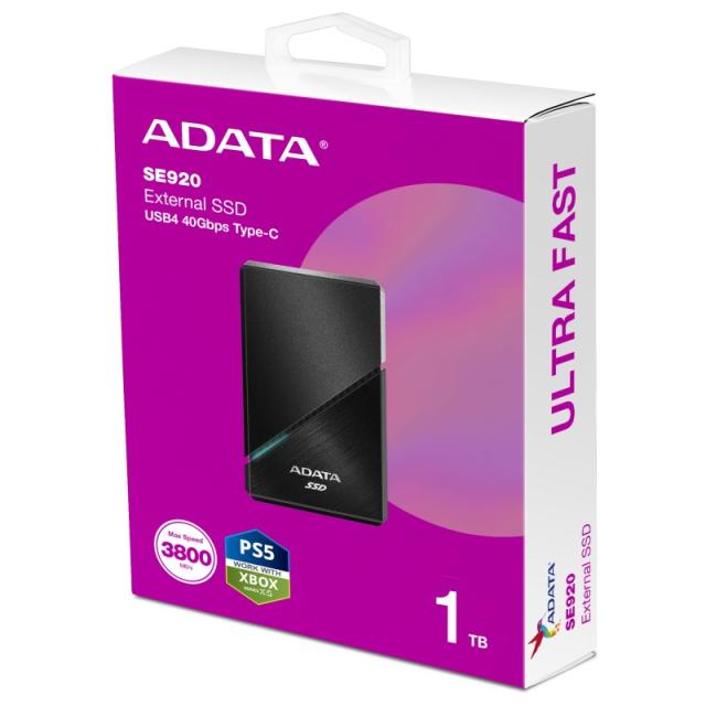ADATA - SE920 Tecnología Thunderbolt (Rayo) 1 TB USB Tipo C 3.2 Gen 2 (3.1 Gen 2) Negro