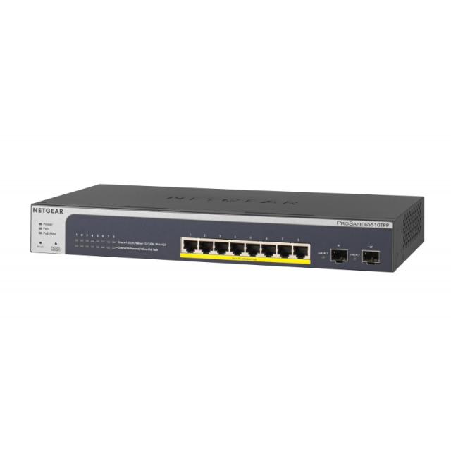 NETGEAR - GS510TPP Gestionado L2/L3/L4 Gigabit Ethernet (10/100/1000) Energía sobre Ethernet (PoE) Negro