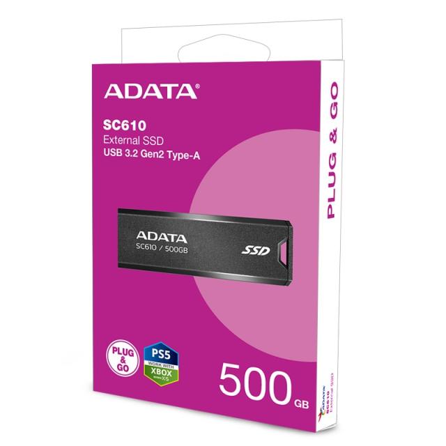 ADATA - SC610 500 GB USB tipo A 3.2 Gen 2 (3.1 Gen 2) Negro