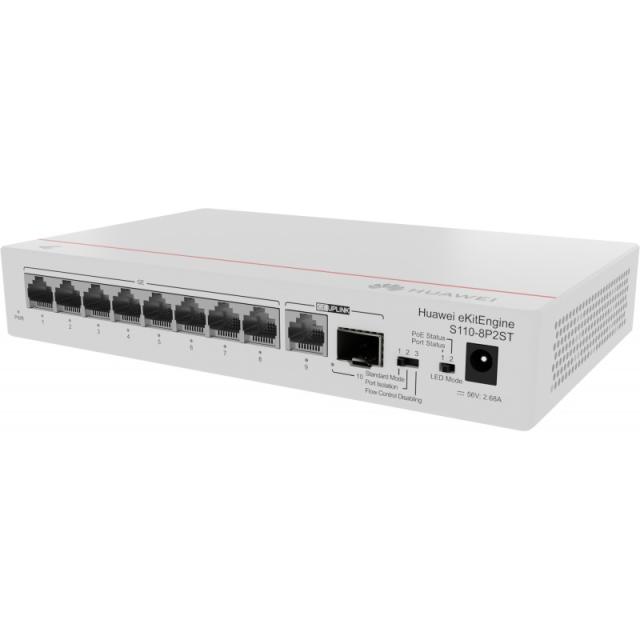 HUAWEI eKit - S110 Series S110-8P2ST No administrado L2 Gigabit Ethernet (10/100/1000) Energía sobre Ethernet (PoE) Gris