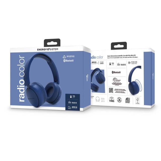 Energy Sistem - Radio Color Auriculares Inalámbrico Diadema Llamadas/Música USB Tipo C Bluetooth Indigo