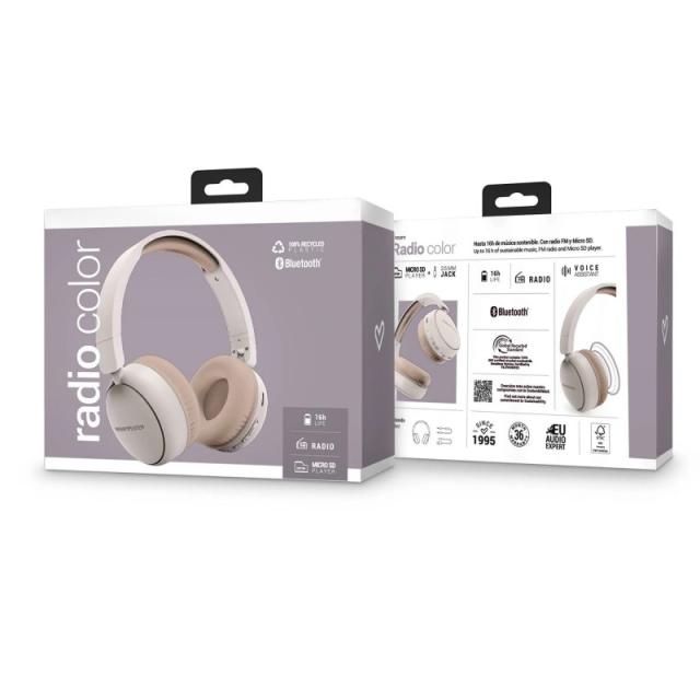 Energy Sistem - Radio Color Auriculares Inalámbrico Diadema Llamadas/Música USB Tipo C Bluetooth Beige