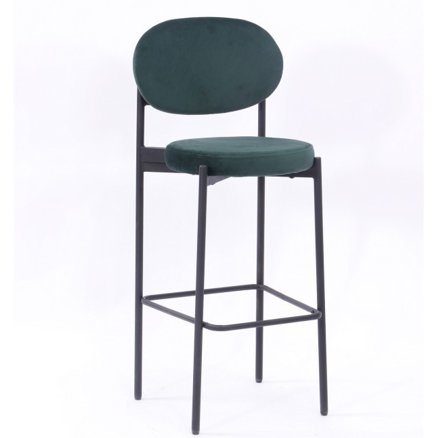 Taburete KEOPS, metal, tapizado velvet verde