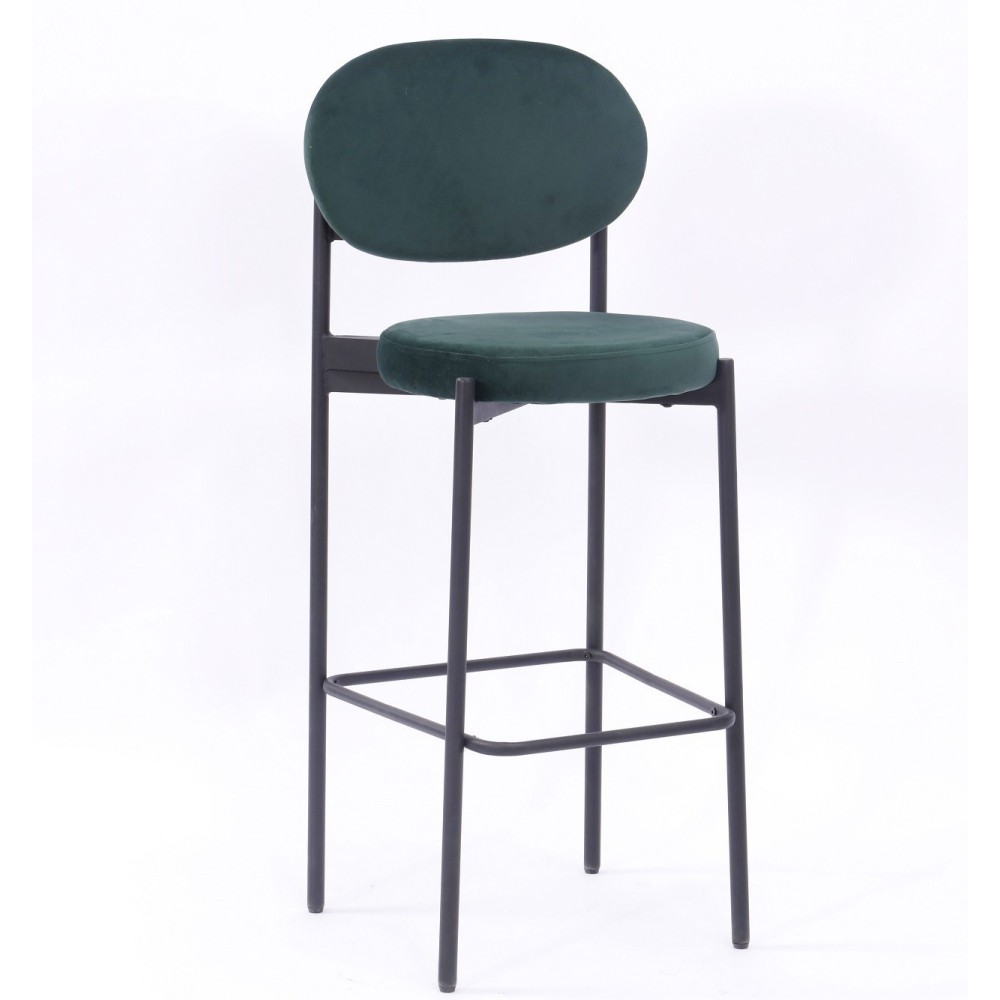 Taburete KEOPS, metal, tapizado velvet verde